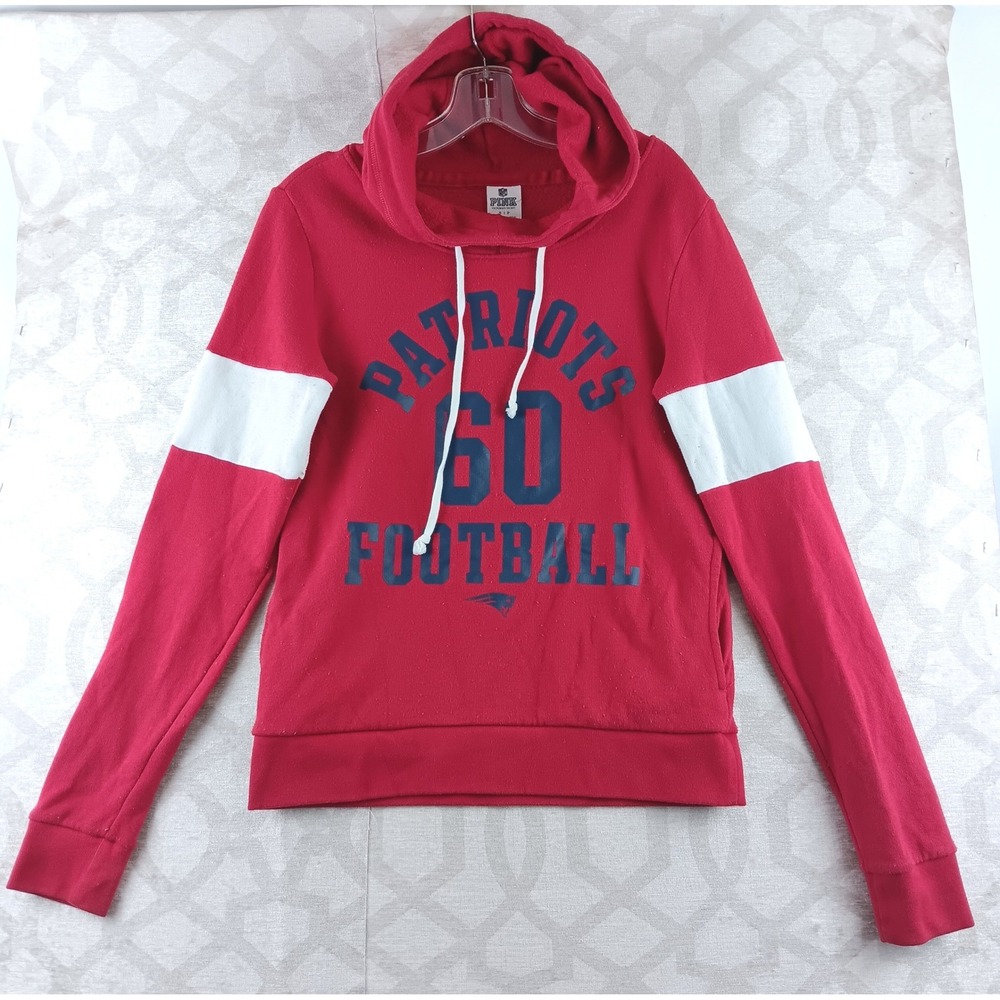 Pink Victoria's Secret Patriots Football‎ Hoodie Sweatshirt Women's S Red White